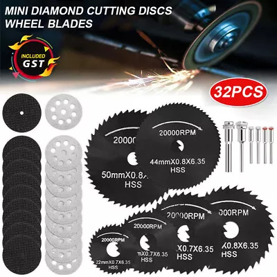 32x Mini Diamond Cutting Discs Wheel Blades Set Drill Bit For Dremel Rotary Tool • $10.54