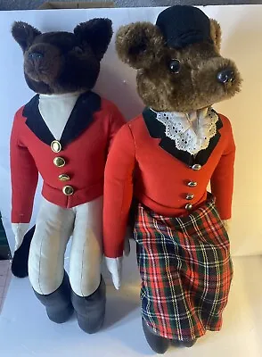 21  AA Importing Mr & Mrs Fox Equestrian Fox Hunt Plush Shelf Sitters Vintage • $65