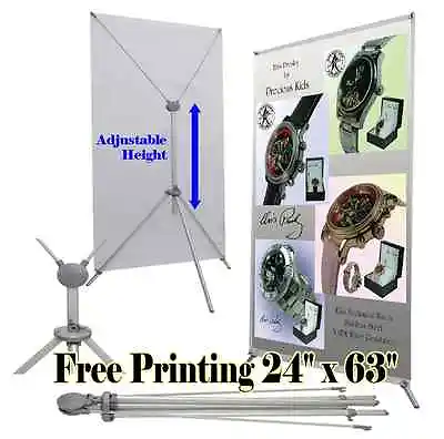 Grasshopper X Banner Stand 24  X 63  Free Graphic Print Trade Show Display PopUp • $59.95