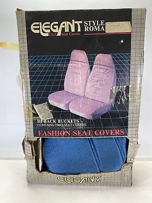 RARE Vintage Elegant 555A TWO Hi-Back Bucket Seat Covers Camaro 555A-H018 Blue • $37.92