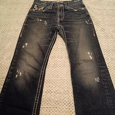 Big Star 32x32 Buckle Jeans Mens 31R Blue Pioneer Bootcut Denim Distressed  • $34.99