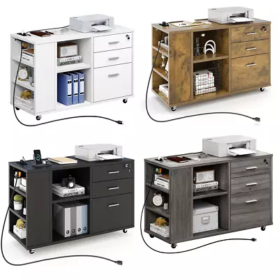 $118.18 • Buy File Cabinet 3 -Drawer Office Organizer Filing Cabinet With Charging Station 