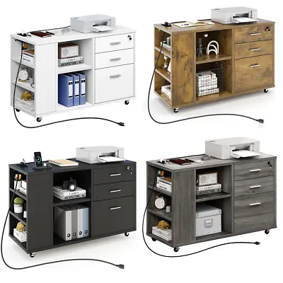 File Cabinet 3 -Drawer Office Organizer Filing Cabinet With Charging Station • $100.91