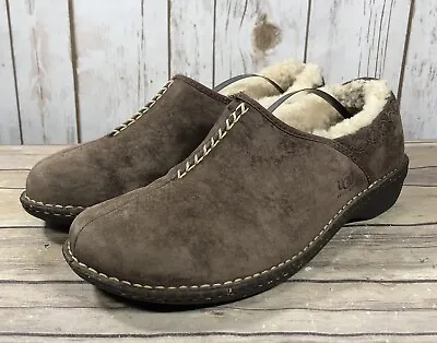 UGG Betty Shearling 1757 Loafer Lined Slip On MOCS Womens Size 11 Brown Leather • $33.74