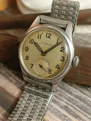 £250.87 • Buy Eterna Swiss Sub Seconds Men's Arabic Numeric Retro Patina Dial Vintage Watch
