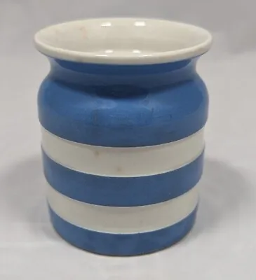 TG Green Cornish Kitchen Ware 3.5  Canister NO LID Blue White Striped Green Mark • $17.48