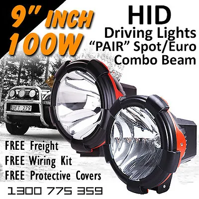 HID Xenon Driving Lights - 9 Inch 100w Spot/Euro Beam Combo 4wd Offroad 9-32v • $325.55