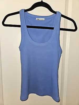 Zara Women's Ribbed Tank Top Blue Size S • $5.25