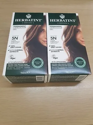 Herbatint 5N Light Chestnut 150ml Perm Hair Colour Gel X2 JUST £22.95 FREEPOST • £22.95