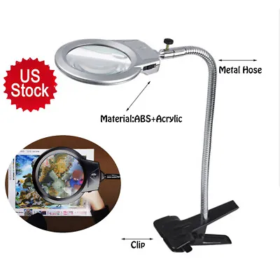 US Hot Desktop Desk Hose Magnifier LED Lamp With Clip LED Magnifying Glass Loupe • $13.99