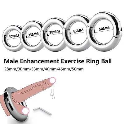 Stainless Steel Ball Stretcher Weight Male Enhancement Exercise Ring Chastity UK • £11.59