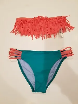 L* Space  Fringe Dolly Bandeau Top & Bottom  Swimsuit Bikini Set Size Small • $39