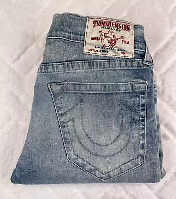 True Religion Jeans Men's Blue Skinny Light Wash Stretch Denim - Sz 32x32 • $34.99