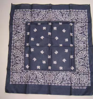 Vintage Guaranteed Fast Color All Cotton Blue Bandana Rn 14193 • $9.99