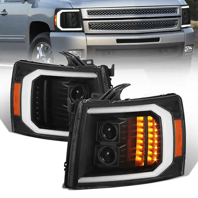 LED DRL Tube Projector Headlights For 2007-2014 Chevy Silverado 1500 2500 3500 • $188.89