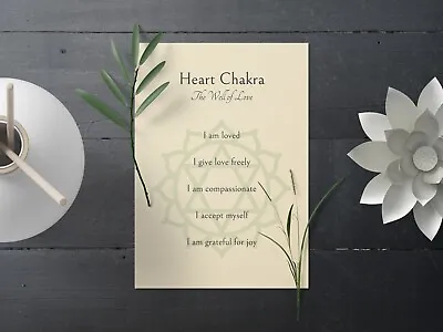 Heart Chakra Print Meditation Poster Yoga Studio Art UNFRAMED • £6.99