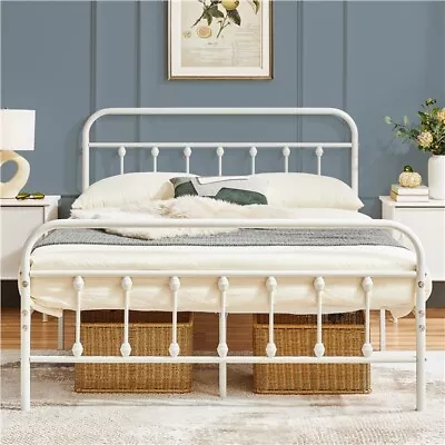 Metal Bed Frame With High Headboard And Footboard Strong Metal-Framed Bed • £49.99