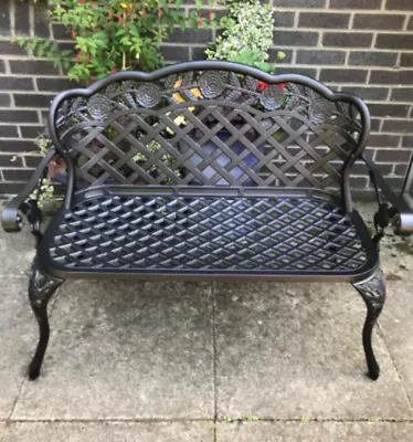 Metal Garden Love Seat French Garden Furniture 2 Seater Bench Cast Aluminium • £159.90