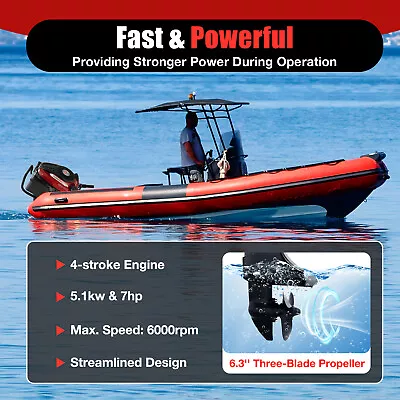 7HP 4 Stroke Outboard Motor Fishing Boat Engine 196CC Air Cooling HANGKAI • $498.75