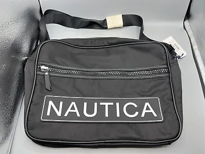 Nautica Unisex Black Messenger Travel Laptop Bag Urban Fish Cross Body Strap Zip • $17.97