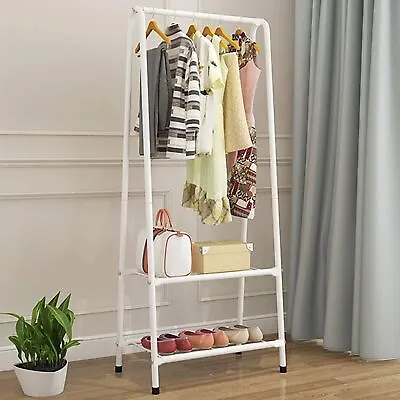 Clothes Dress Coat Rail Hanging Display Storage Stand 2 Tier Shoe Rack Shelf Uk • £12.99