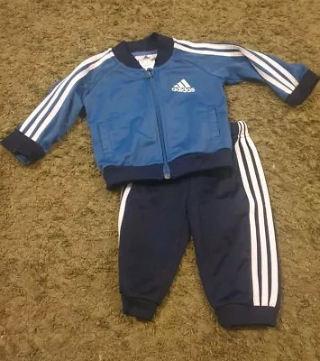 Adidas Blue Navy Tracksuit Age 3-6 Months • £5