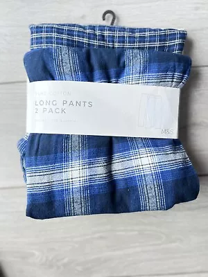 Mens M&S Brushed Cotton Checked Pyjama Bottoms Sizes M XL 2XL • £20