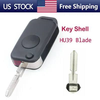 For Mercedes Benz W124 W202 S500 SL500 Flip Remote Key Shell Fob Uncut HU39 • $10.43