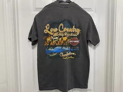 ✅VTG ✅Harley Davidson ✅Low Country Charleston SC ✅Motorcycle T-Shirt ✅Gray ✅Sz M • $15.29