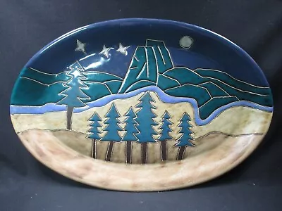 Mara Mexico Oval Pottery Platter/Tray - Pines/Mountains/River 16.5  X 11  • $38.95