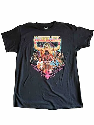 Wrestlemania WWF Ultimate Warrior Macho Man Brett Heart Jake Snake T-shirt LG • $14.95