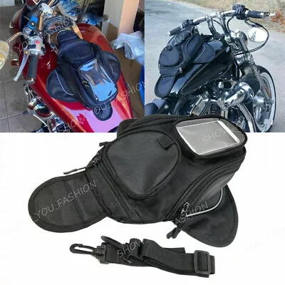Magnetic Motorcycle Gas Oil Fuel Tank Bag Waterproof Saddlebag 4 Pocket Black US • $25.97