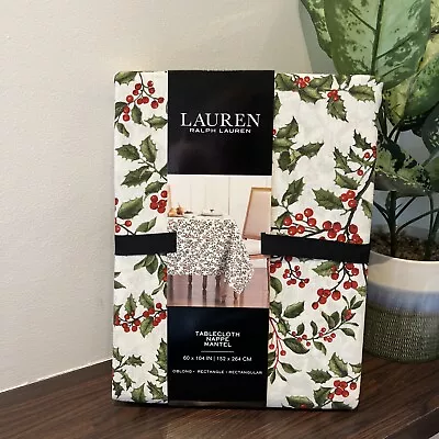 LAUREN RALPH LAUREN *Christmas HOLLY PRINT* Tablecloth Seats 8-1 0 / 152 X 264 • £34