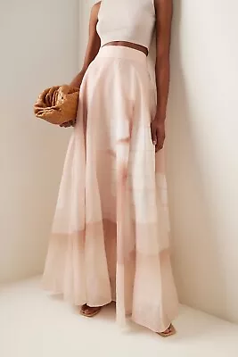 Zimmermann Dancer Ballerina Print Maxi Skirt Silk Linen Pink 0 • $938.12