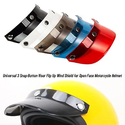 3-Snap Flip Up Motorcycle Open Face Helmet Visor Shield Vintage Universal F2A7 • $9