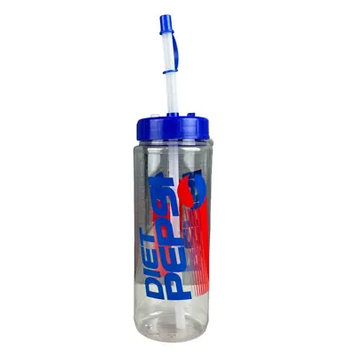 Vintage Pepsi Diet Pepsi Clear Plastic Water Bottle With Straw And Cap • $42.72