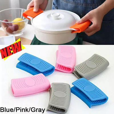 1Pair Silicone Pan Handle Saucepan Pot Slip Cover Grip Sleeve Holder Kitchen • £6.96