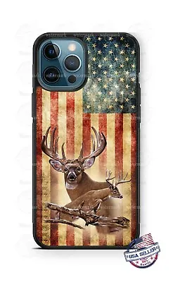 Deer Buck Distressed American Flag Design Phone Case Cover Fits IPhone Samsung • $18.98