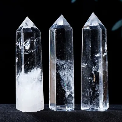 Clear Quartz Healing Crystal Wand Chakra Obelisk Tower Point Home Ornament Gifts • $14.80