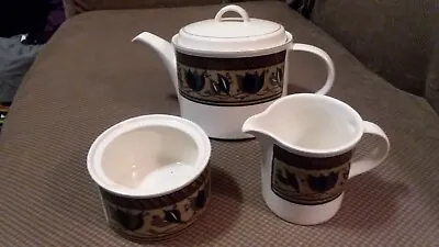 Mikasa ARABELLA Intaglio Sugar Bowl (no Cover) And Creamer Covered Teapot Set   • $79