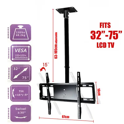 $25.99 • Buy Ceiling Roof TV Mount Adjustable Wall Bracket Tilt 32 -75  LCD LED Plasma