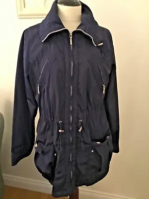 Ladies Maine England At Debenhams Navy Lightweight 3/4 Jacket Fully Lined S 10 • £7.50