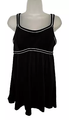 Mainstream Women’s Sz 16 One Piece Swimsuit Empire Swimdress Black And White • $20