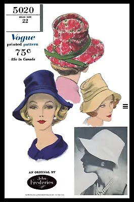 Vogue 5020 Pattern Designer John Frederics Vintage High CROWN Hat Cap • $5.49