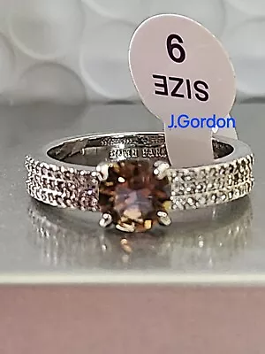 Bomb Party Ring RBP2174 PURE DELIGHT Light Brown Amethyst Rhodium New Size 9 • $5