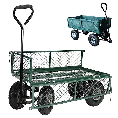 Garden TROLLEY Cart Heavy Duty Trailer Utility Wagon With Liner & Folding Sides • £54.95