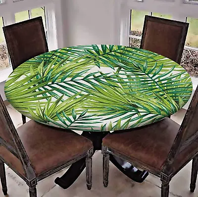 $41.89 • Buy Elastic Edged Polyester Fitted Table Cover,Watercolor Tropical Palm Leaves Color
