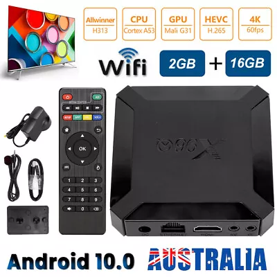 2+16GB 2022TV BOX X96Q 4K Android 10.0 HD WIFI Quad-Core Smart Media Player HDMI • $39.95