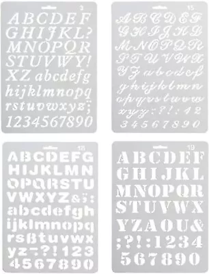 Pack Of 4 Plastic Alphabet Letter Number Drawing Painting Stencils Scale Templat • $15.80