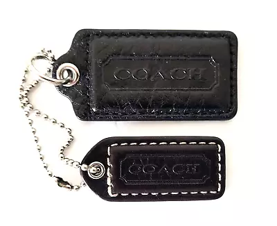 2 COACH Vintage Black Leather Hangtag Charms Key Fobs. One Large & One Small EUC • $14.99